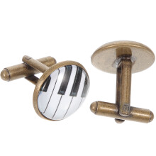 4 Pcs Men Cufflinks Studs Piano Pattern For Suit Shirts