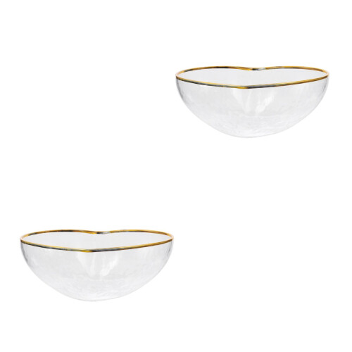 2 Pcs Creative Transparent Glass Heart-Shaped Bowl 1