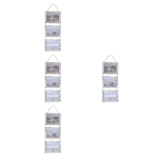 4Pcs Rustic Wood Hanging Frames with Rope Grey for Home Photo Collage 2