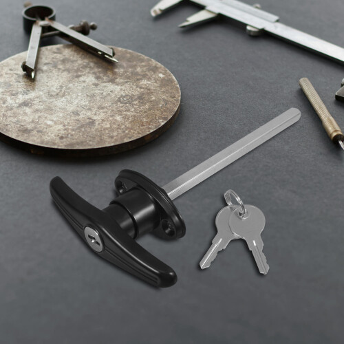3 Pack Handle Lock Garage Keyed T-Handle Kit Replacement Black 2