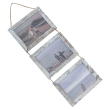 4Pcs Rustic Wood Hanging Frames with Rope Grey for Home Photo Collage