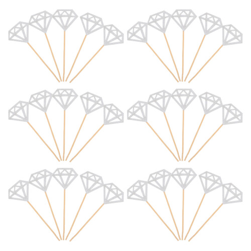 120Pcs Silver Glitter Cupcake Toppers Elegant Cake Decoration Picks 2