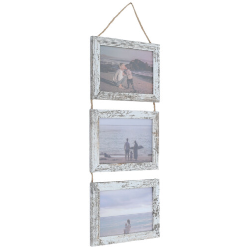 4Pcs Rustic Wood Hanging Frames with Rope Grey for Home Photo Collage 1