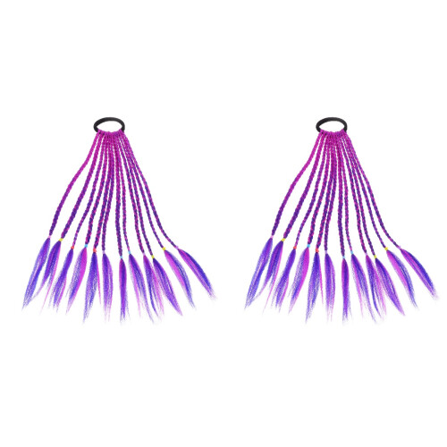 2Pièces Accessoire Cheveux Enfants Perruque Tressée Violet 1