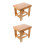 2Pcs Brown Bamboo Small Stool Stable Non-Slip Kids Home Stool 7