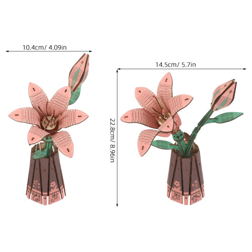 1Ensemble Puzzle Fleur Bois 3D Bouquet Lys Coloré Pour Décor DIY 2