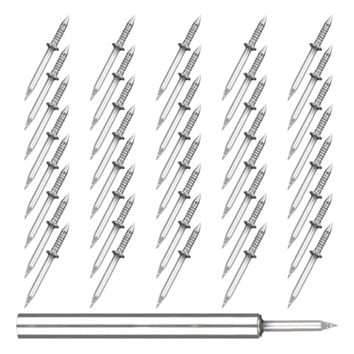 3Sets Silver Iron Double Head Nails Seamless Picture Hanging Nails Kit 2