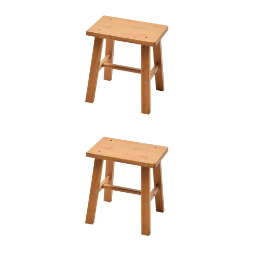 2Pcs Simple Bamboo Stool Low Seat Stable and Home Shoe Stool 2