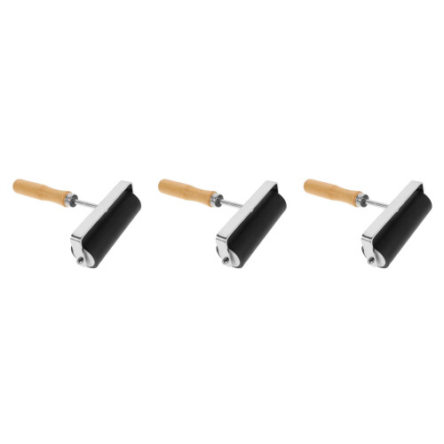 3Pcs Multi-Color Rubber Rollers with Wood Grip for DIY Printmaking Art 2