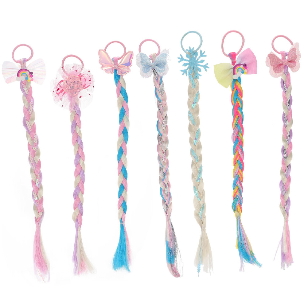 Ohphcall Unisex 35Pcs Girls Hair Extensions With Rubber Bands Bright Colored Braided