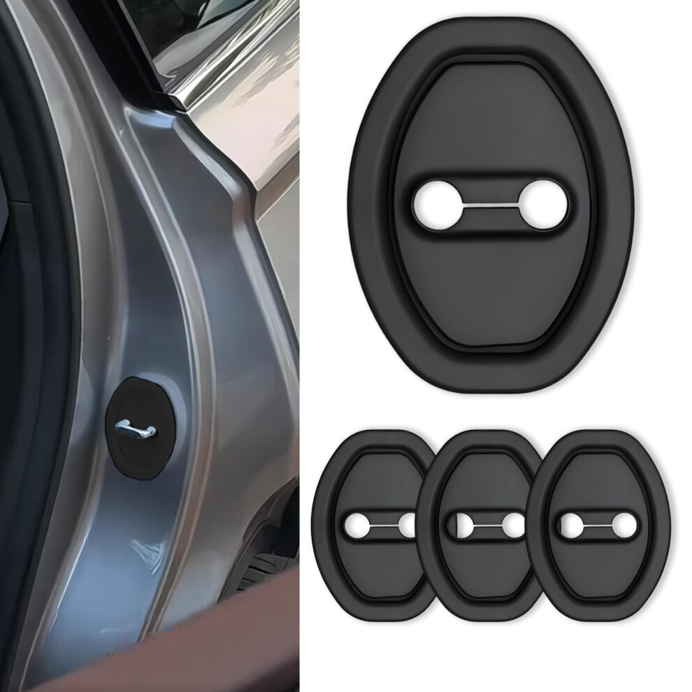 4Pcs Car Door Lock Cover Universal Silicone Latch Protector Noise Reduction Scratch Guard Black 9070919796517