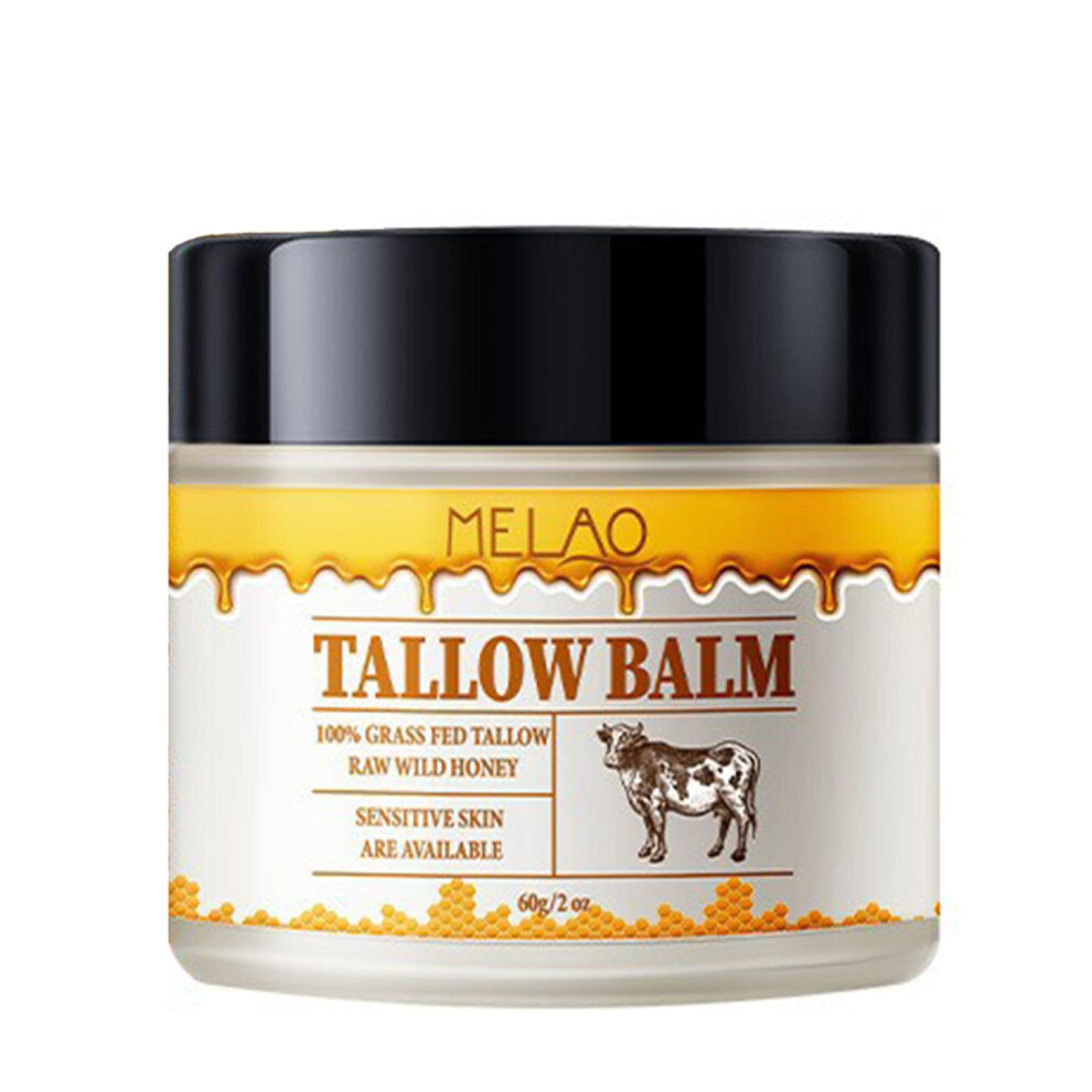 Beef Tallow Balm with Raw Honey 2oz Grass Fed Moisturizer for Deep Hydration and Dry Skin Relief