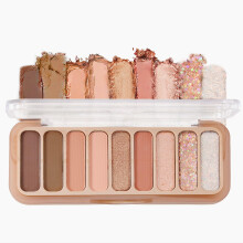 Eyeshadow Palette 9 Colors Matte and Shimmer Glitter, LongLasting Neutral Peach, Blendable