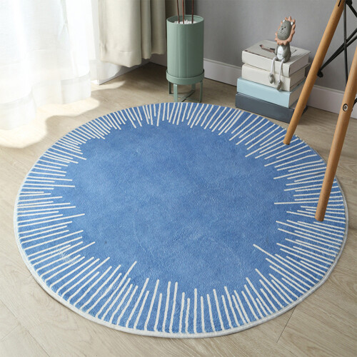 Short Hair Rug (Blue) Round Short Hair Rug - 23.6in Round-No Hair Loss Rug-Non ...