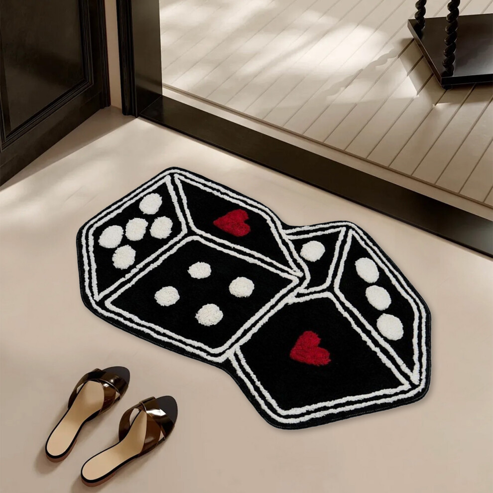 (Black) Game Dice Mat Bathroom Absorbent Non-Slip Mat Home Living Room Carpet Bedroom Bedside Blanket 4651941577487