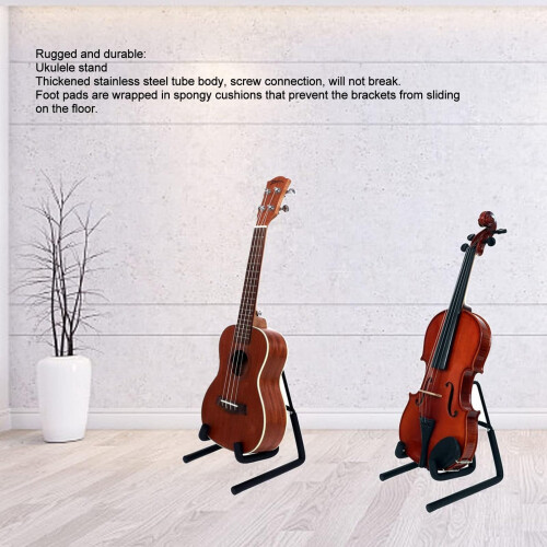 Ukulele Stand Stainless Steel Foldable Holder with Soft Sponge Padding and Stable Triangular Structure 1