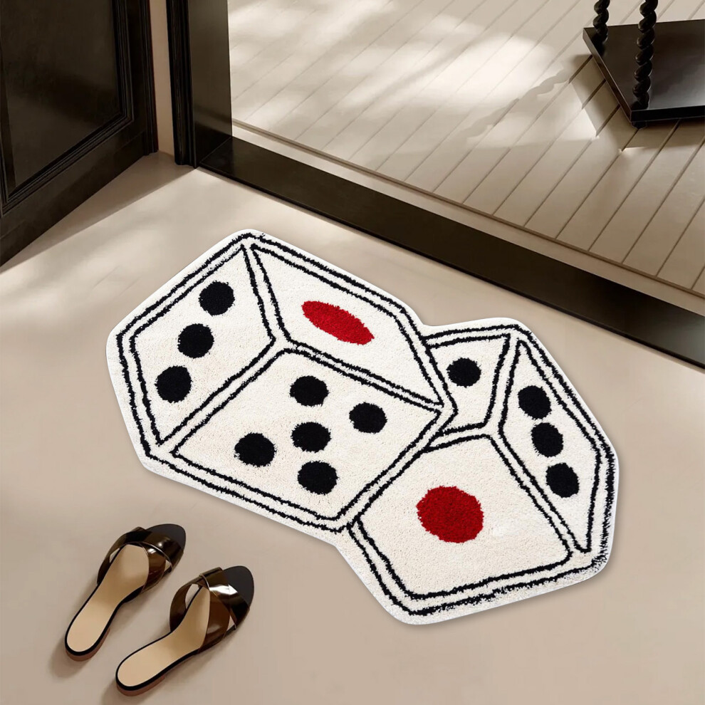 (White) Game Dice Mat Bathroom Absorbent Non-Slip Mat Home Living Room Carpet Bedroom Bedside Blanket 4651941577494