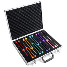 Weighted Chakra Tuning Fork Set 8 Pieces Aluminum Healing Forks with Hammer and Case 126Hz272Hz