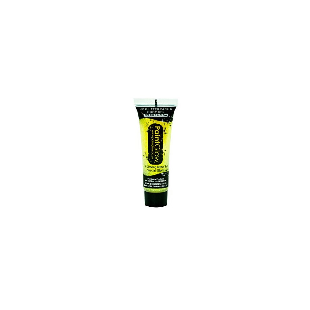 Yellow Uv Body Glitter 10Ml Uv Reactive Face And Body Paint For Festival Blacklight Glow