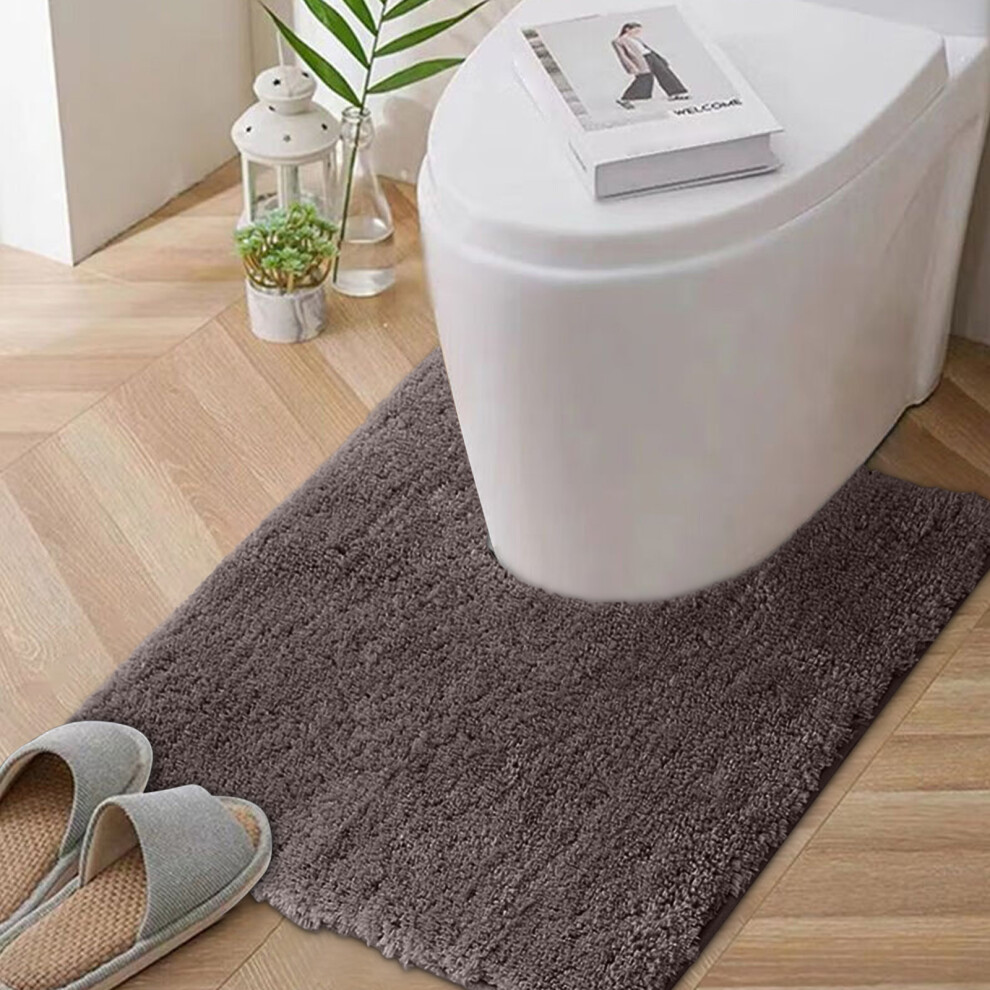 (Brown) Bathroom Floor Mat Bathroom-Shaped Thickened Mat Water Absorbing Door Mat Drying Foot Mat Toilet Islip Carpet 4651941573694
