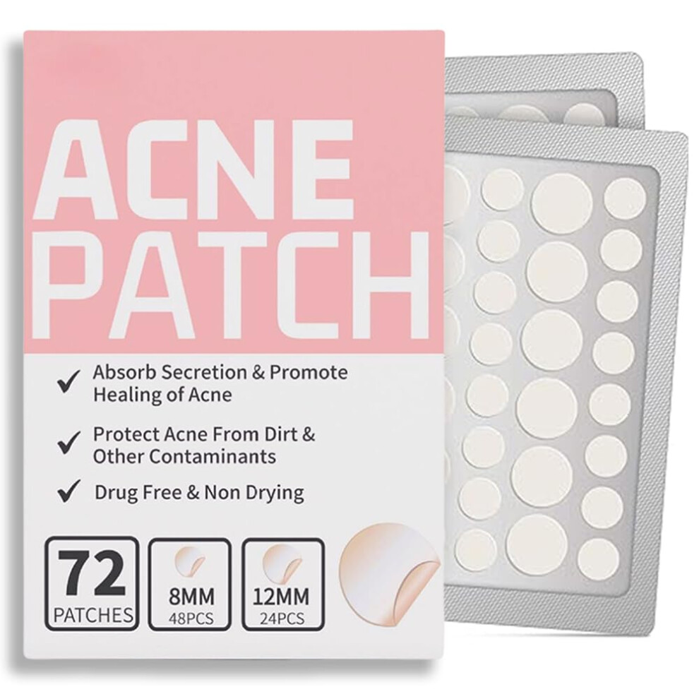 Acne Patches with Tea Tree Oil  Hydrocolloid Overnight Blemish Healing, Invisible Matte Finish, 72pcs