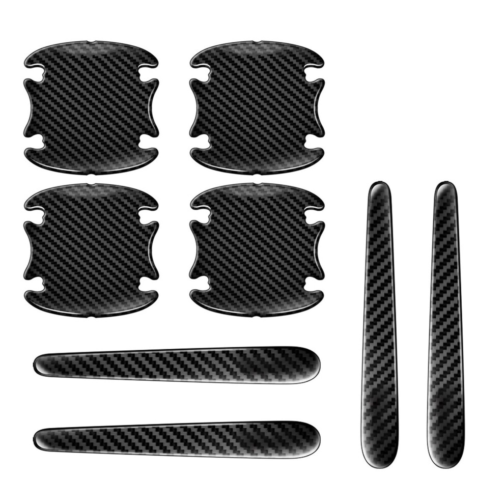 8Pcs Car Door Handle Protector Carbon Fiber Antiscratch Guard Stickers Universal Fit Black 9070919797019