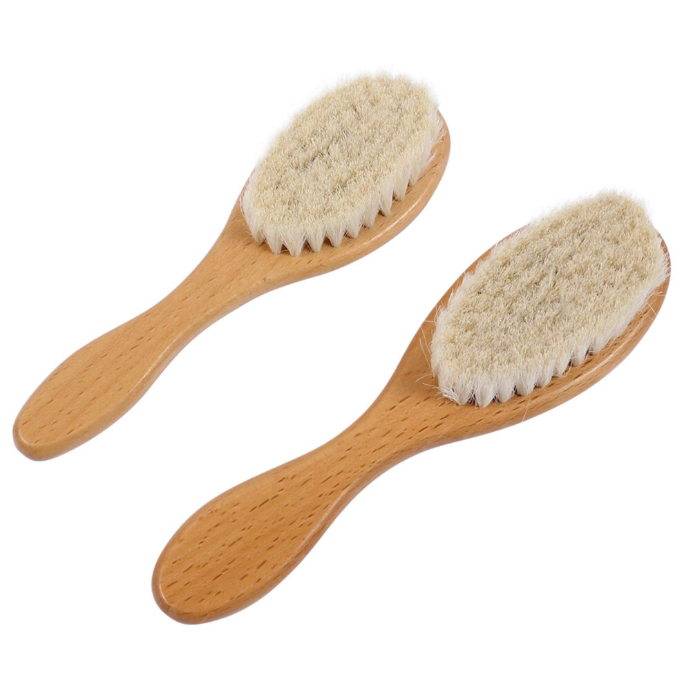 2pcs Beard Grooming Brush with Gentle Wool Bristles and Wooden Handle for Men and Barber Neck Duster
