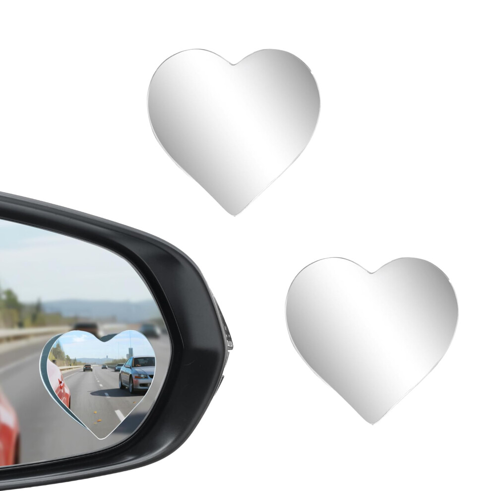 2 Pcs Blind Spot Mirror Heartshaped Hd Waterproof Frameless 360 Adjustable Rear View For Car Suv Truck 9070919797118