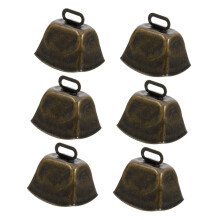 6pcs Retro Olive Green Cow Bell Set with Clear Identification Sound, Curved Edge Protection for Sheep and Cattle