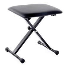 Adjustable Piano Bench Black PU Leather Padded Keyboard Stool with Thick Cushion for Home Practice