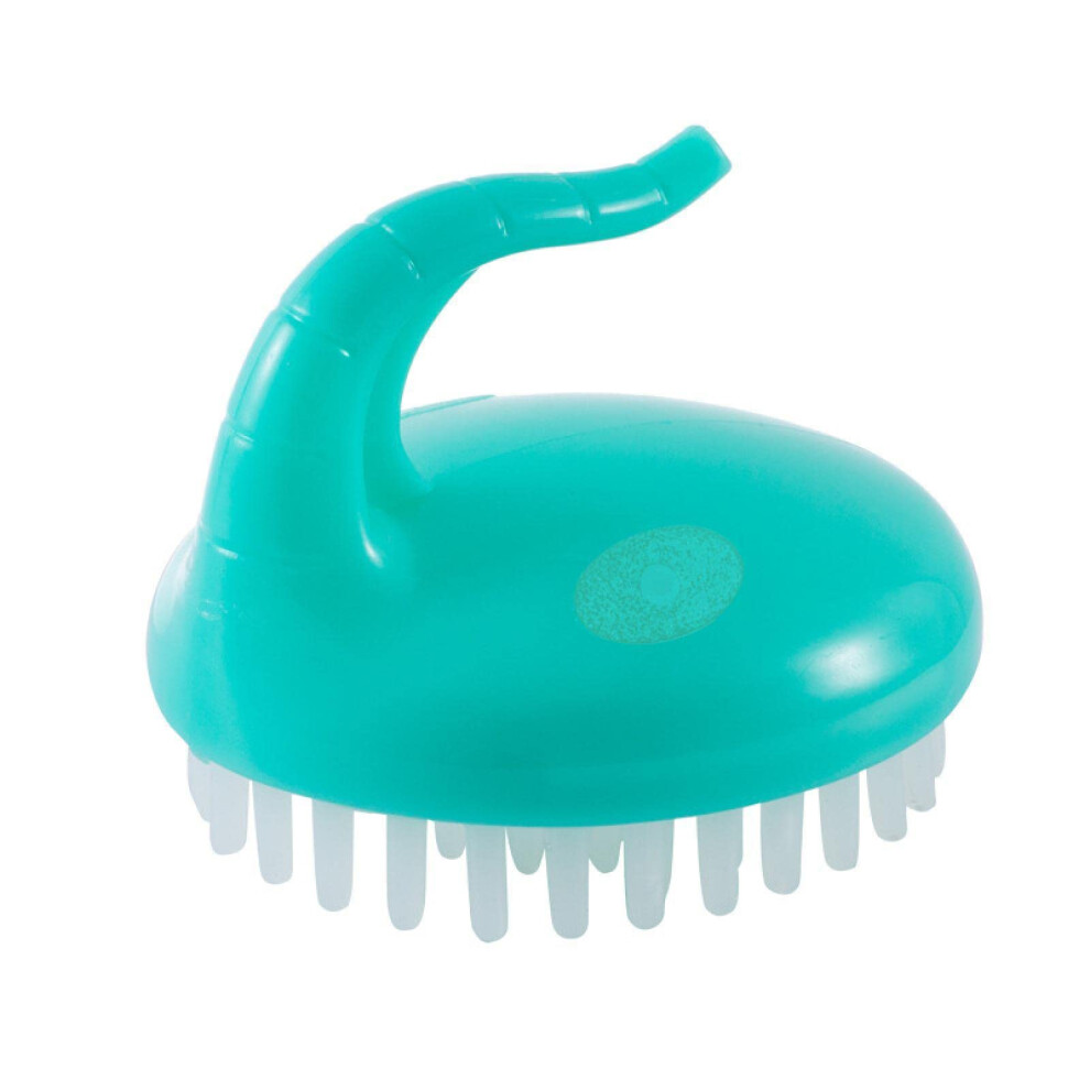 Silicone Scalp Massage Shampoo Brush for Dandruff Removal Green Ergonomic Grip Gentle Cleaning
