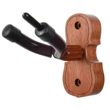 (As show, 01) Professional Wood Base Violin Hanger Hook Wall Mount Non-slip Violin/Viola Stand with Bow Hook Violin Display Rack Erhu
