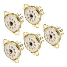 Vacuum Tube Socket 9 Pin Ceramic GoldPlated PCB Mount for 12AX7 12AU7 Audio Amp Pack of 5