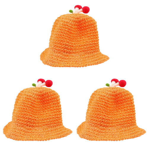3Pièces Chapeaux Plage Orange Protection Durable 1