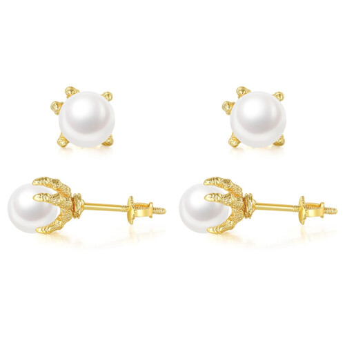 2Paires Dorés Perles, Pour Hommes Et 1