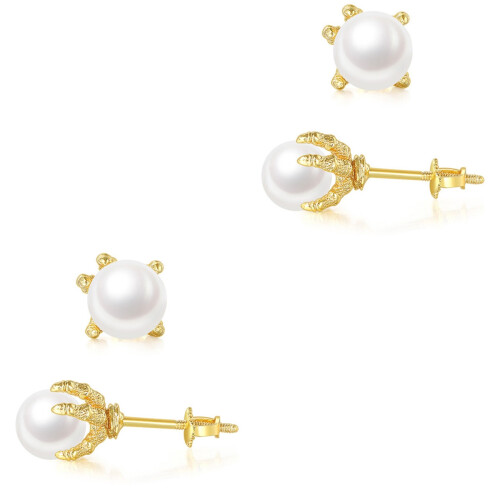 2Paires Dorés Perles, Pour Hommes Et 2
