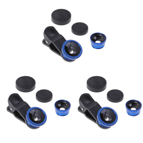 3Pièces Objectifs Caméra Portable Macro Grand Angle Fisheye Clip 1