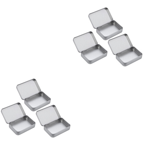6Pièces Boîtes De Rangement En Tôle Argent Mat Pour Petits Objets 2