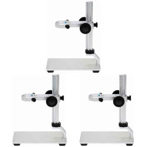 3Pièces Support Microscope USB Aluminium Argent Stabilisé Et Ajustable 2