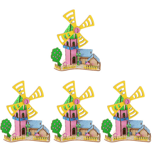 4Ensembles Puzzle Maison En Bois 3D DIY Assemblage Simple Et Amusant 2
