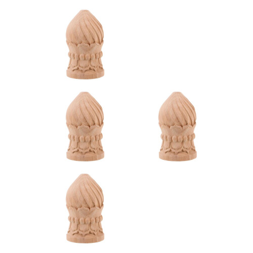 4Pcs Durable Wood Pineapple Finials Decorative Post Tops for Home 2