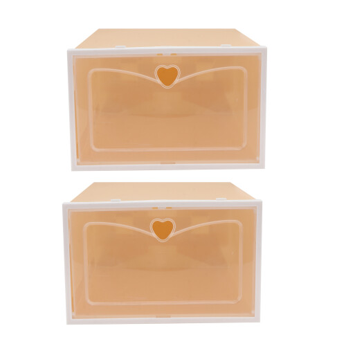 4Pcs Transparent Yellow Footwear Storage Boxes Stackable Plastic Cases
