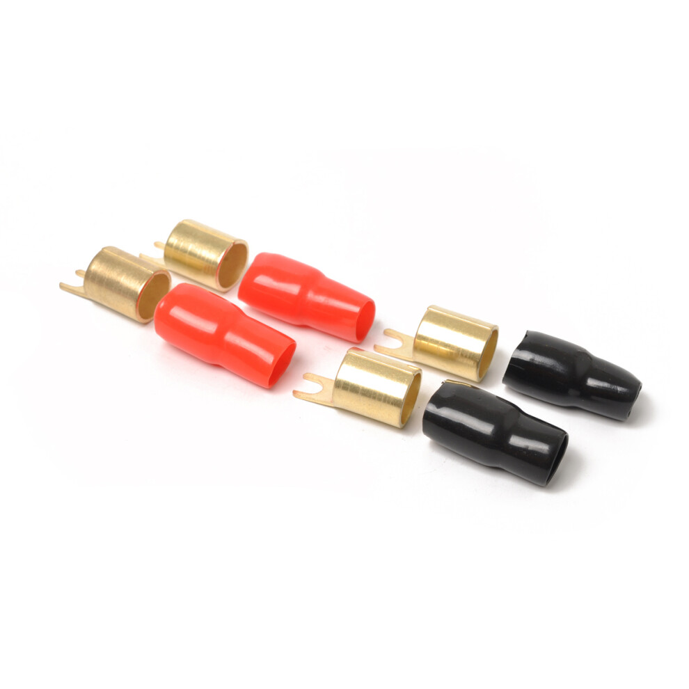 4Pairs Gold Plated 0Ga Spade Crimp Terminals Assorted Color Connectors 3631600022351