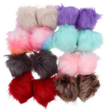 64 Pcs Pom Poms For Hats - Fluffy Fur Balls With Elastic Loop