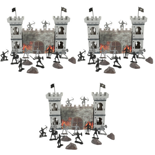 3 Sets Creative War Model Set Soldier Toys Sand Table Models Grey 2
