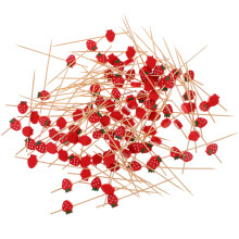 500Pièces Piques Fruits Bambou Fraise Décor Rouge Pour