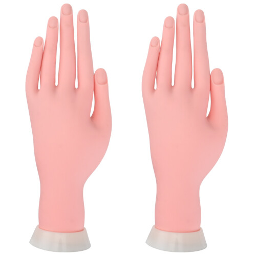 2Pièces Main Factice Beige Maniable Pour Insertion Embouts Ongles 1