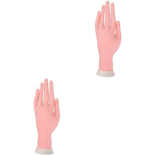 2Pièces Main Factice Beige Maniable Pour Insertion Embouts Ongles 2