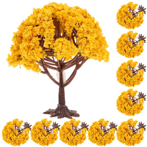 4sets Miniature Trees For Model Scenery Plastic Model Trees Garden Decor Realistic Look 10pcs*4