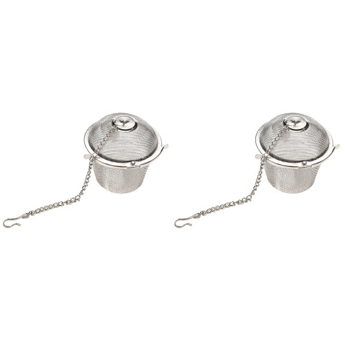 2Pcs Stainless Steel Tea Infuser With Lid And Chain Hook 1